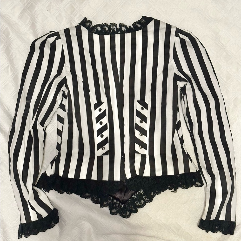 Victorian Choice Gothic Sleepy Hollow Gown Black & White Beetlejuice Dress - Picture 11 of 15